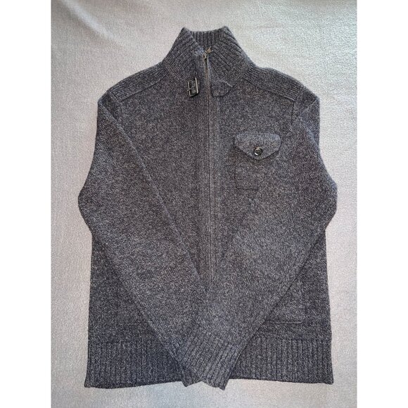 Banana Republic Men’s Wool Blend Full Zip‎ Sweater Jacket Navy Gray Marled M - Picture 6 of 12